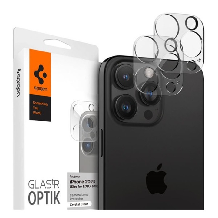 Spigen optik kameravédő üveg 2db, 9h, átlátszó, kompatibilis: Apple iPhone 16 Pro / iPhone 16 Pro Max / iPhone 15 Pro Max