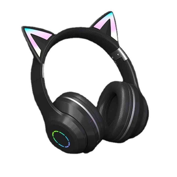 Безжични Bluetooth Xentech Light Led RGB котешки уши за деца ST89M Черни