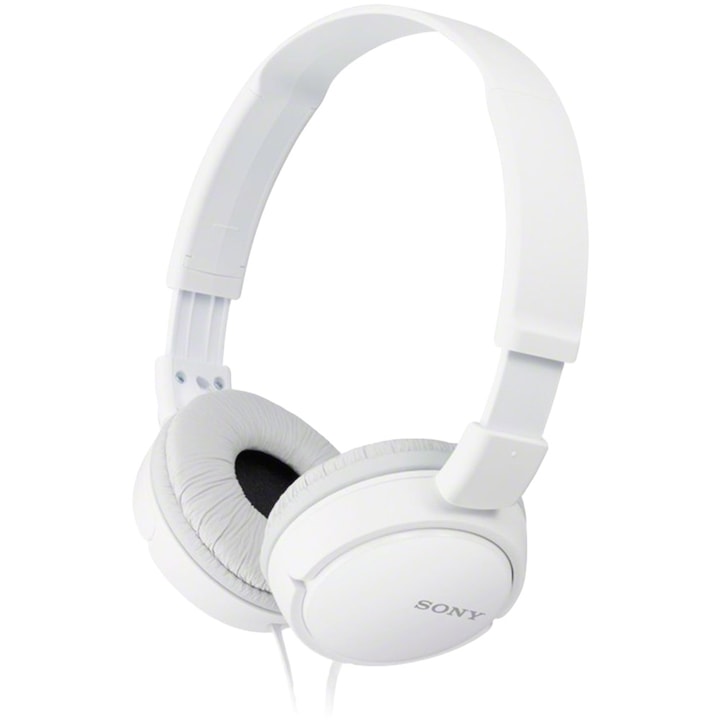 Casti Audio On Ear Sony MDR-ZX110W, Cu fir, Alb