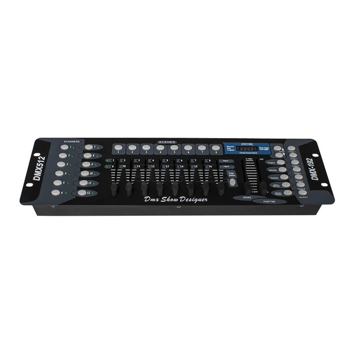 DJ mixer, 192 csatorna, programozható, digitális kijelző, fekete