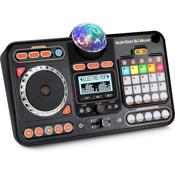 DJ mixer, gyerekeknek, 14 csatorna, Bluetooth, fekete
