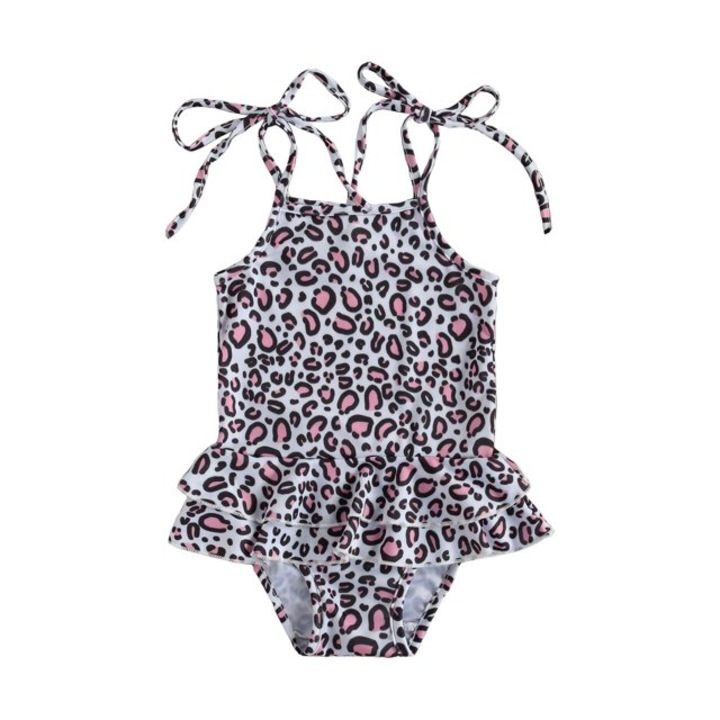 Costum de baie cu volan si bretelute Drool, Roz