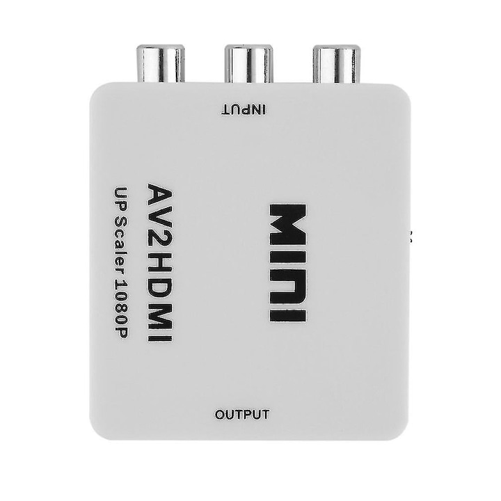 HDMI-AV(RCA) mini konverter adapter Full HD 1080p videó és sztereó hang, fehér
