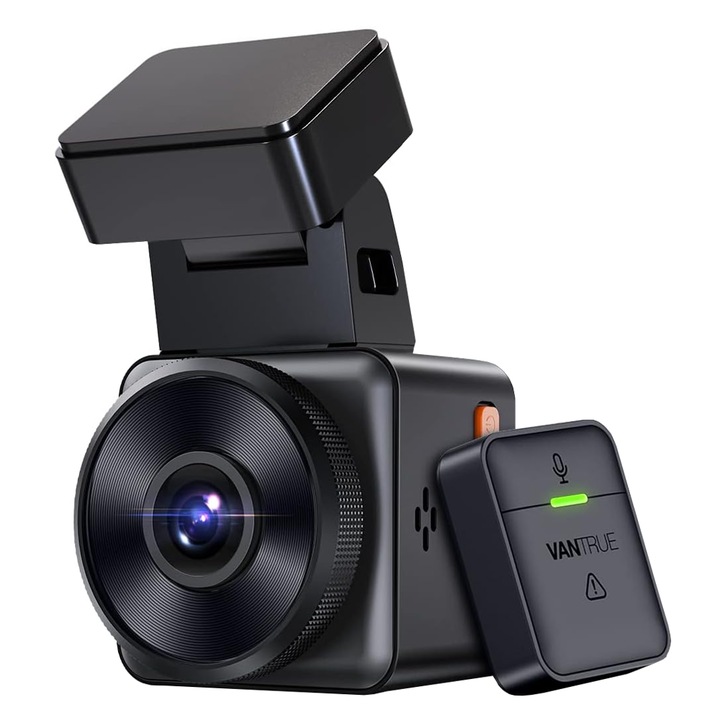 Видеорегистратор Vantrue E1, WiFi 2.7K 1440P HDR/60fps, Дистанционно управление с гласово управление, Нощно виждане 160°, 1.54" екран, GPS, G-сензор и наблюдение на паркиране