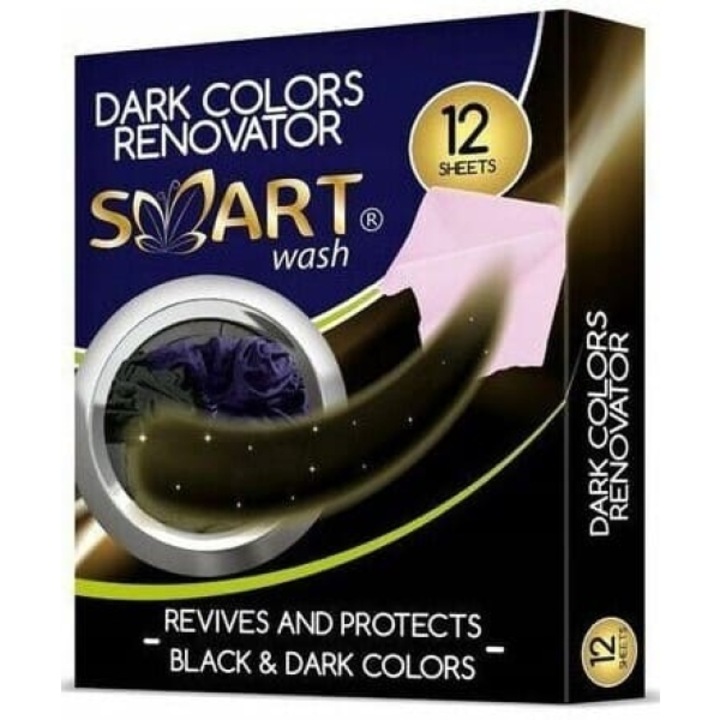 Set 12 servetele pentru spalarea tesaturilor inchise si negre, Smart Wash