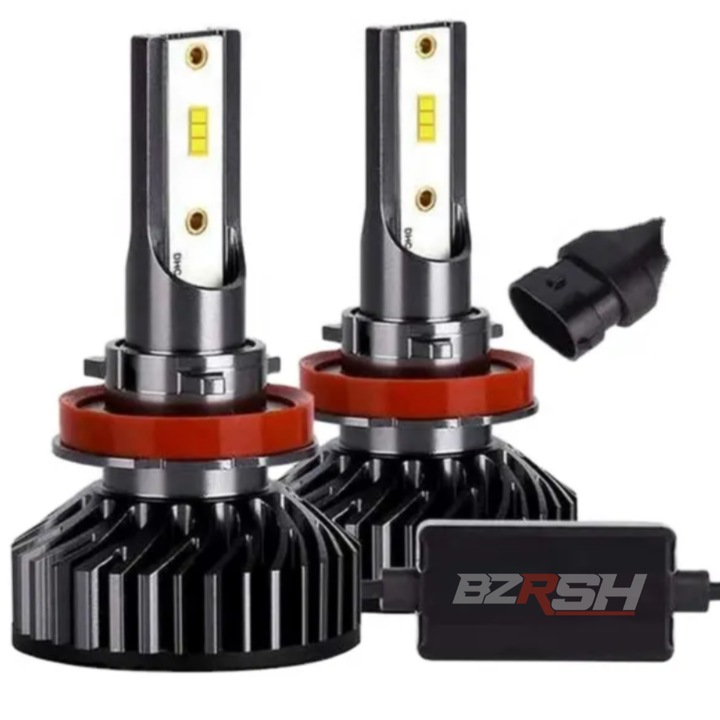 Комплект от 2 броя LED крушки за кола H11 F2 COB, 100W, студено-бяла светлина, 12V, 12 000 лумена, SOCLU H11, BZRSH