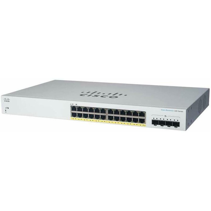 Switch Cisco CBS220-24P-4G, 24 porturi Gigabit, 4 porturi Gigabit SFP