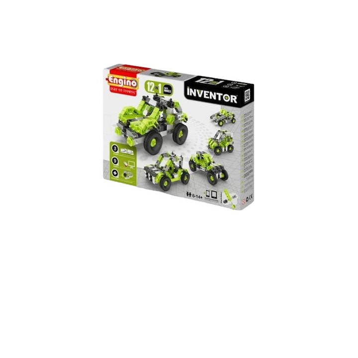 Set de constructie masina, Engino, Plastic, Verde, 6 Ani+