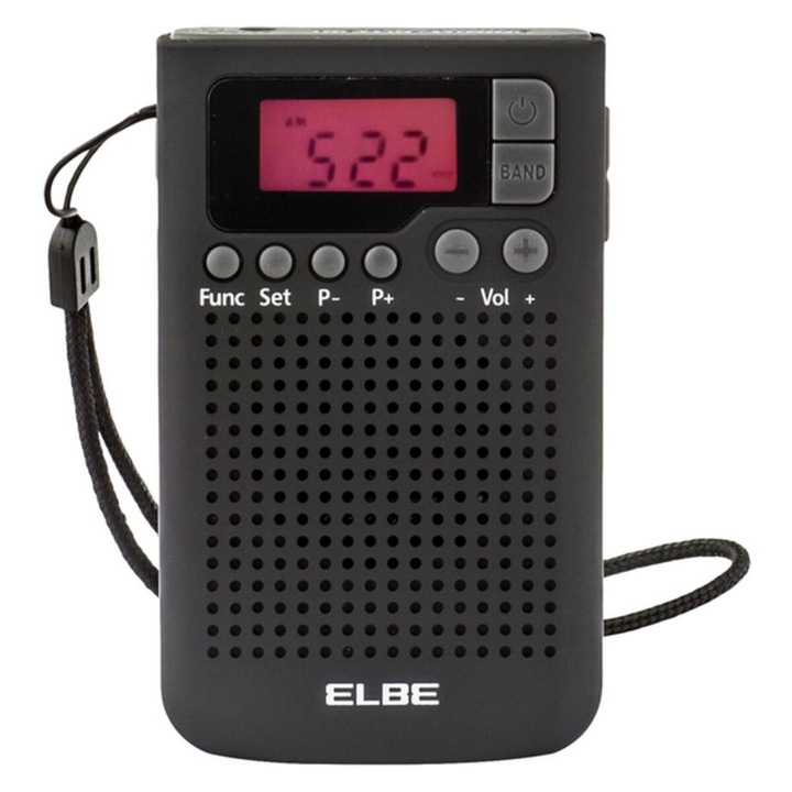 Radio, Elbe, AM/FM, Alimentare cu baterii, Negru