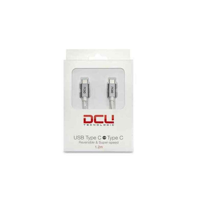 Cablu de date DCU Tecnologic, USB-C la USB-C, reversibil, aluminiu, 1m