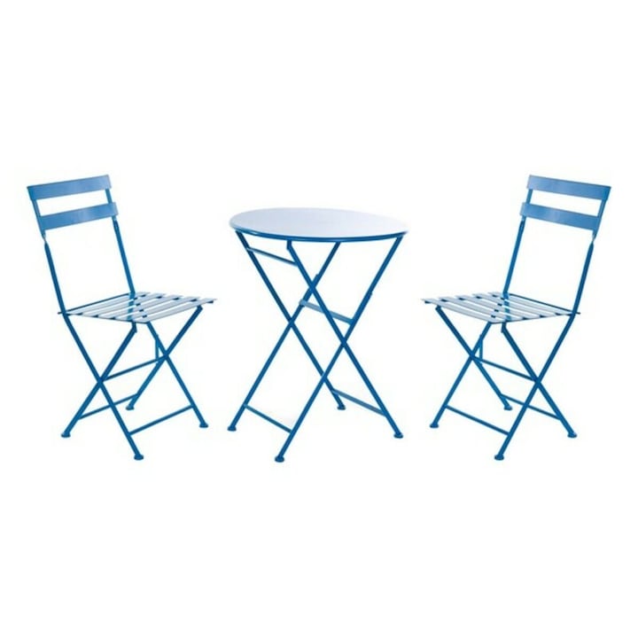 Set masa cu 2 scaune, DKD Home Decor, Metal, Albastru, 60x60x70cm