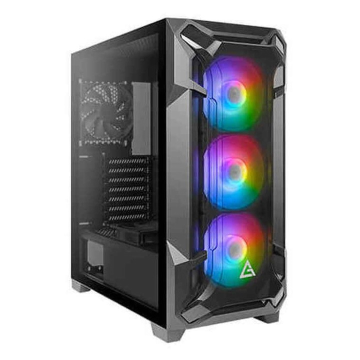 PC Gaming ház DF600 Flux, Antec, acél/edzett üveg, középső torony, 220 x 467 x 486 mm, fekete