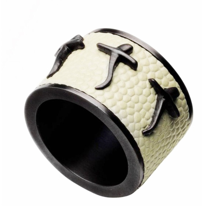 Inel unisex 2133420005, Breil, Otel, 17.8 mm, Marimea 16, Maro/Crem