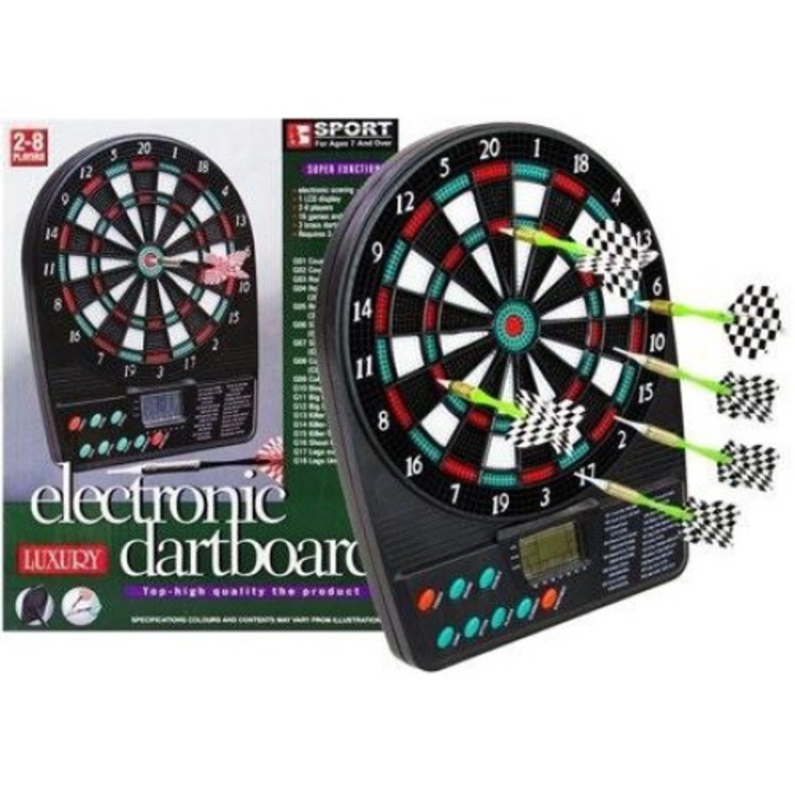 Elektronikus darts szett, Leantoys, 20 cm, 18 játék, 12 darts