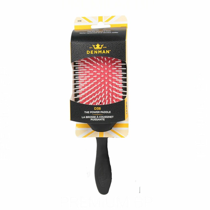 Perie de par, Denman D38 Power Paddle, negru, 24.5cm