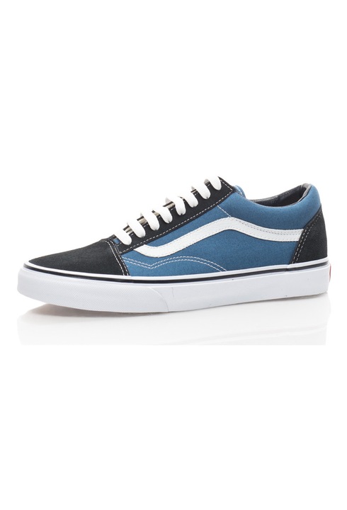 Vans, Pantofi sport cu garnituri din piele intoarsa Old Skool, Negru/Albastru