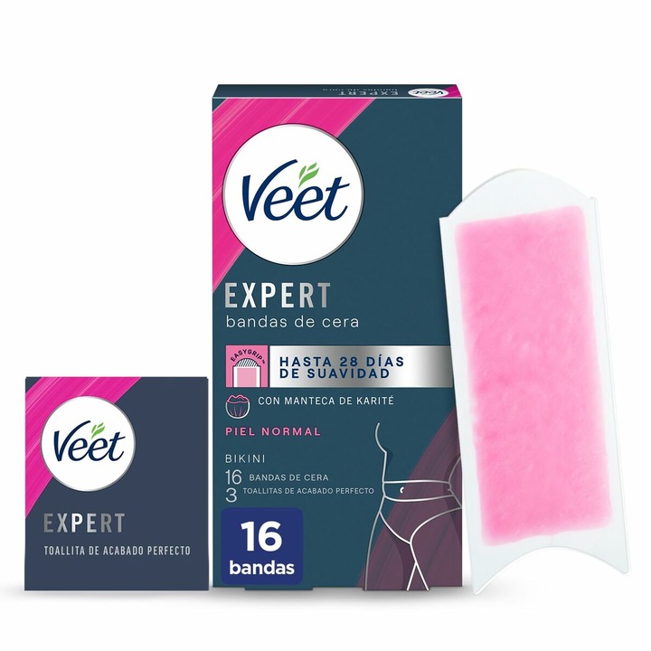 Set 16 Benzi depilatoare, Veet Expert Bikini, pentru corp, Roz