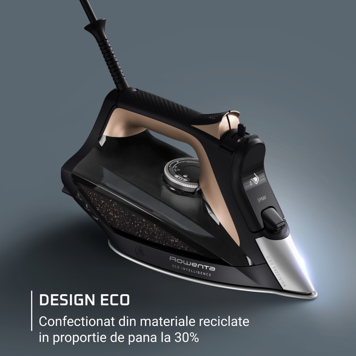 Fier de calcat cu abur, Rowenta, 2500W, Negru