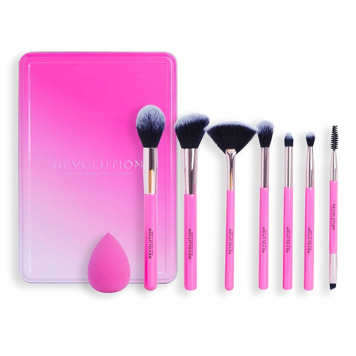 Set Pensule de machiaj cu peri sintetici Revolution THE BRUSH EDIT GIFT 8 buc
