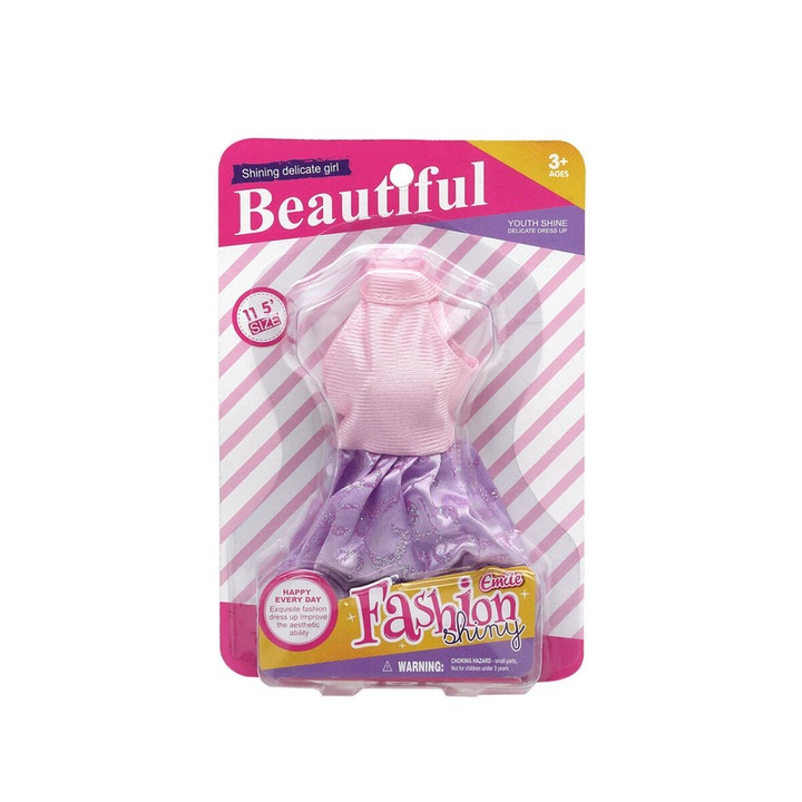 Set de haine pentru papusi, BigBuy, roz/mov, 18x12cm, +3 ani