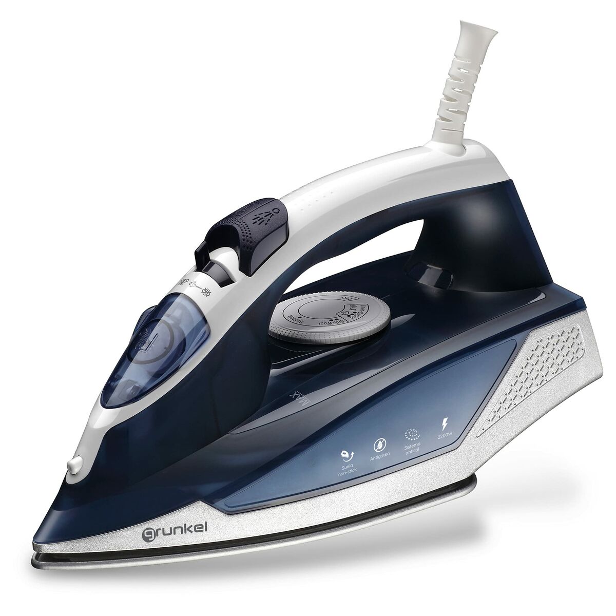 Fier de calcat, Grunkel, 2200W, 220V, Albastru/Alb