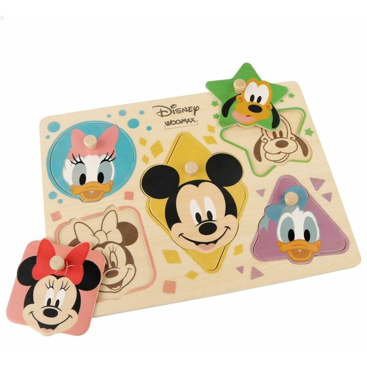 Пъзел за деца, Disney, Wood, 5 части, 12 части, 2 години +, Многоцветен