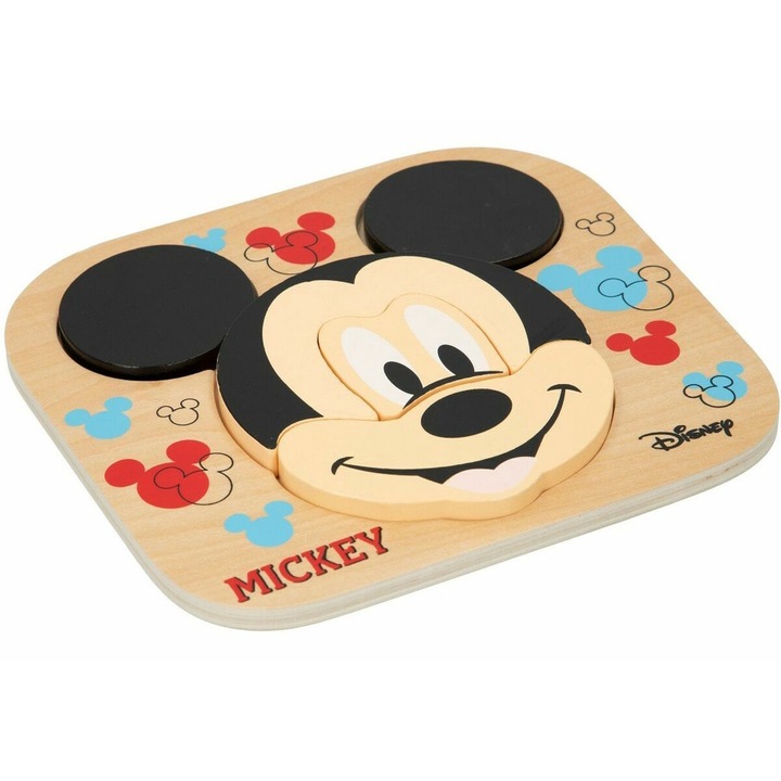 Детски пъзел Мики Маус, Disney, Wood, 12 месеца+, 6 части, 12 части, Многоцветен