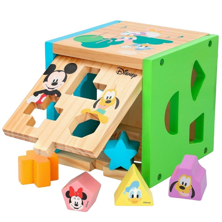 Детски пъзел Disney, Дърво, 14 части, 15x15x15 см, Многоцветен
