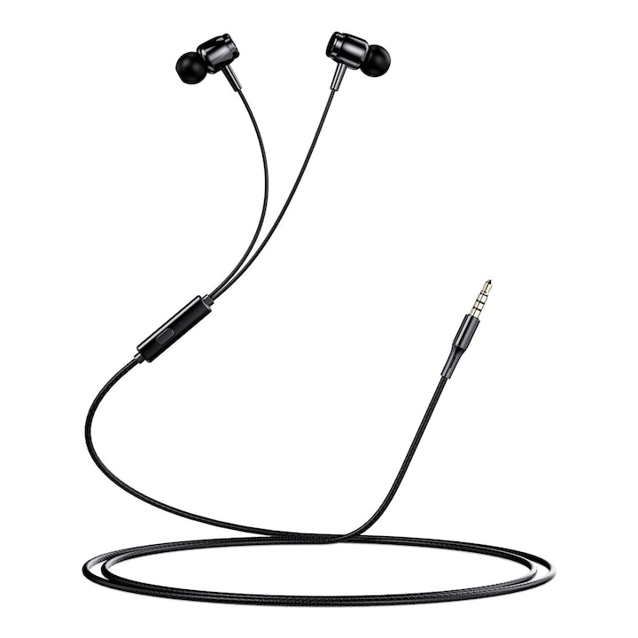 Casti in ear din metal model Dub Step Bass conector Jack 3.5 mm si microfon, Yellow