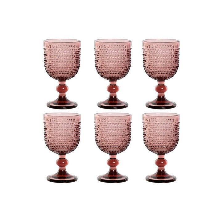 Set 6 Pahare, Home Esprit, Cristal, 240 ml, Roz