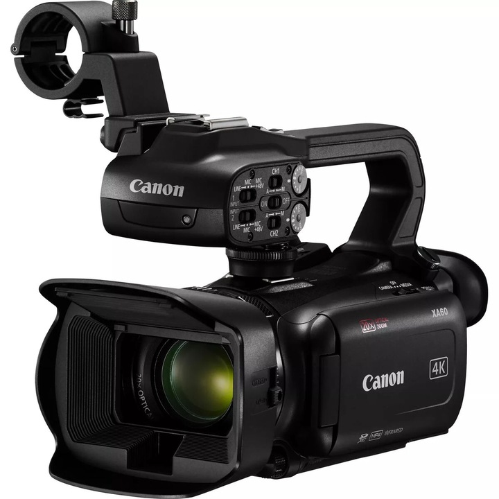 Camera video, Canon XA60, zoom digital 40x, ecran LCD, negru