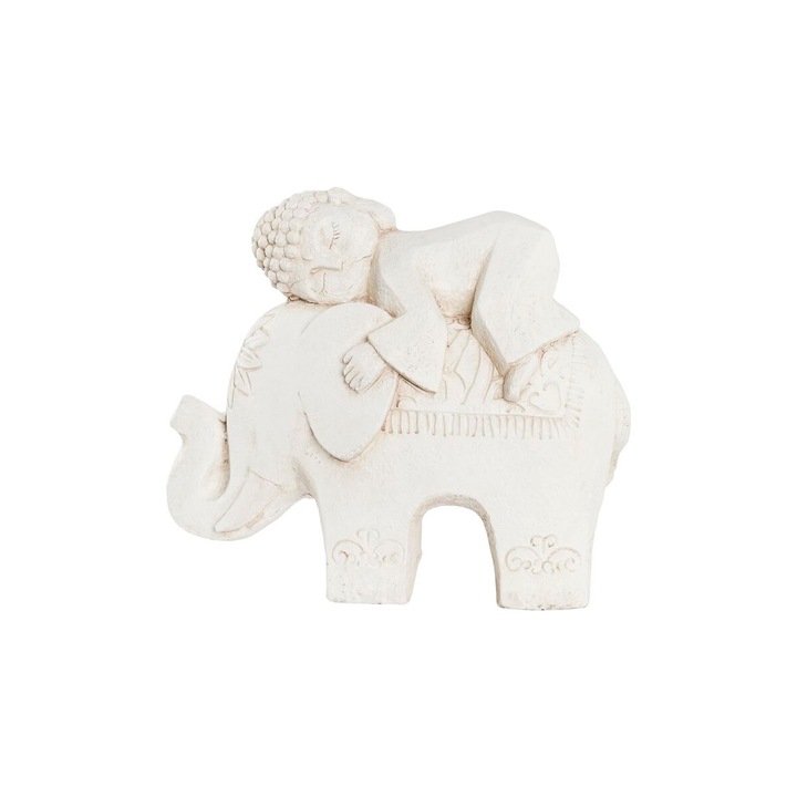 Figurina decorativa, DKD Home Decor Elefant Oriental, Alb, 44x22x40cm