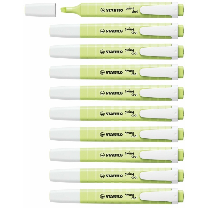 Set 10 markere Stabilo Swing Cool, verde lamaie, 1-4mm