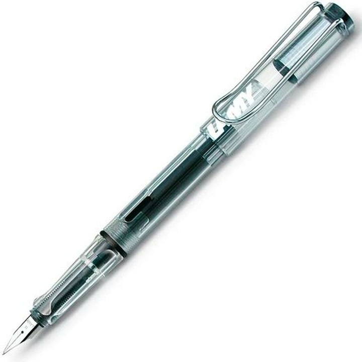 Stilou caligrafie Lamy Safari 012EF, ergonomic, transparent, albastru