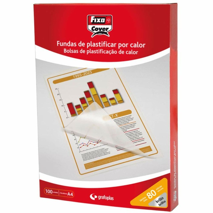 Set 100 folii de laminare A4, Fixo, 0.08 mm