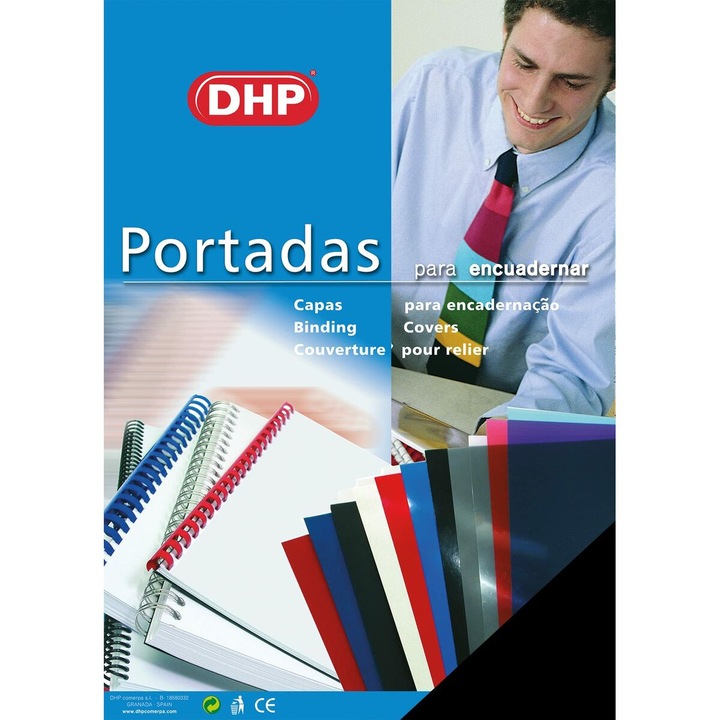 Coperti de legatorie DHP, polipropilena, negru, A4, 0.45mm, set 100 buc.