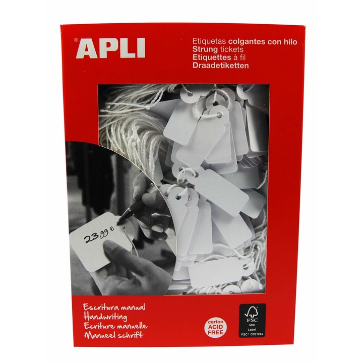Set 1000 etichete, Apli, Carton, 13x34mm, Alb