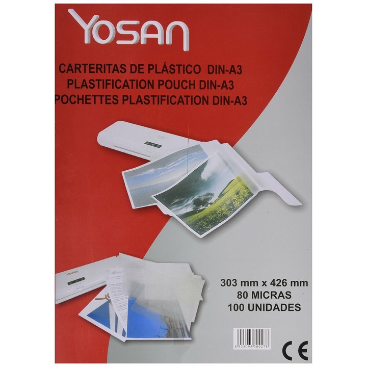 Folii laminare Yosan, A3, transparent, set 100 bucati