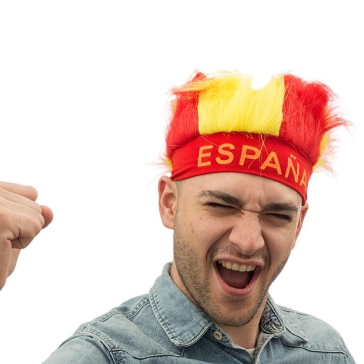 Peruca Carnaval, BigBuy, Steag Spania, 23x13cm