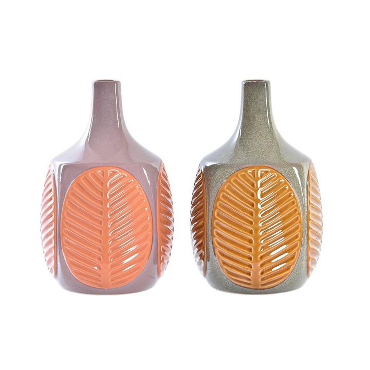 Set 2 vaze decorative, DKD Home Decor, Argila, Multicolor, 17x17x26cm