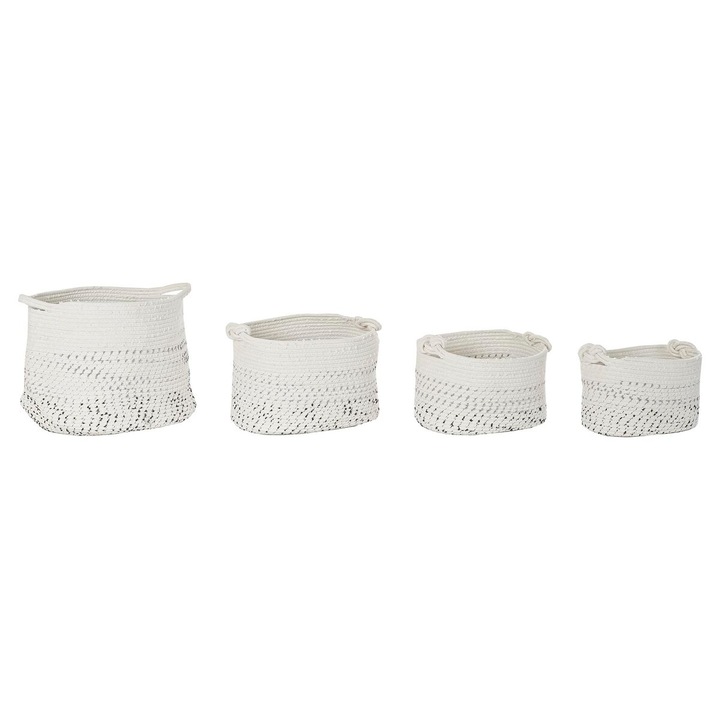 Set 3 cosuri depozitare, DKD Home Decor, Boho, Bambus, Alb, 36x36x33cm