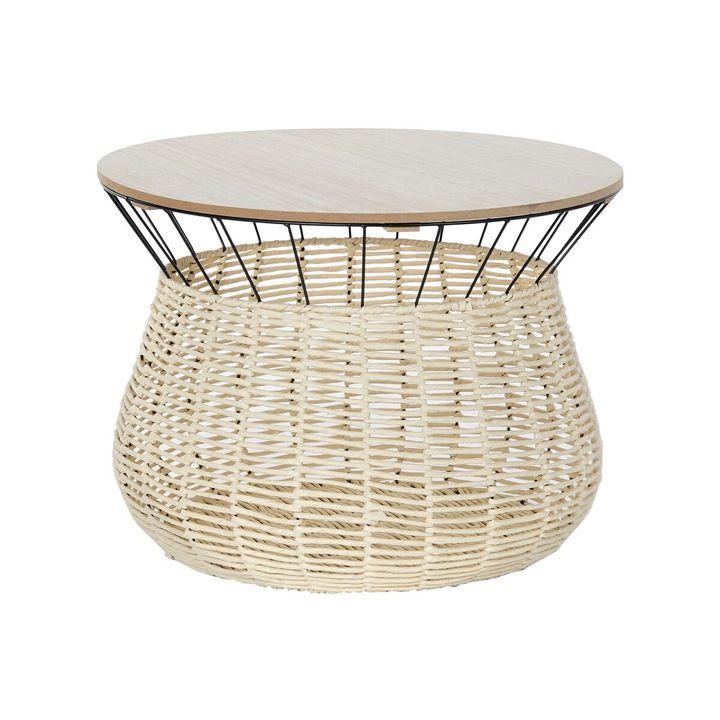 Холна маса DKD Home Decor, желязо/MDF, 54x54x40 см, черно/кафяво