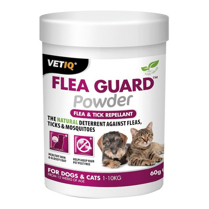 Pudra antiparazitara Planet Line Flea Guard, VetIQ, pentru caini si pisici, 60g
