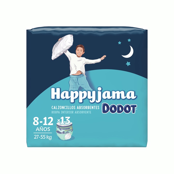 Scutece de unica folosinta Dodot Happyjama, 8-12 ani, 13 bucati, Boxeri
