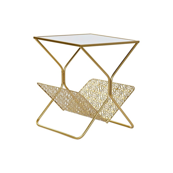 Маса DKD Home Decor, Място за списания, Метал, 45 x 45 x 55 см, Златист