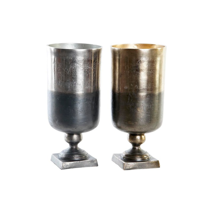 Комплект вази DKD Home Decor, съвременни, двуцветни, алуминий, 15x15x33см, бр.