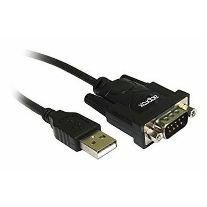 Cablu adaptor APPROX APPC27, USB la RS-232, negru, 0,75m