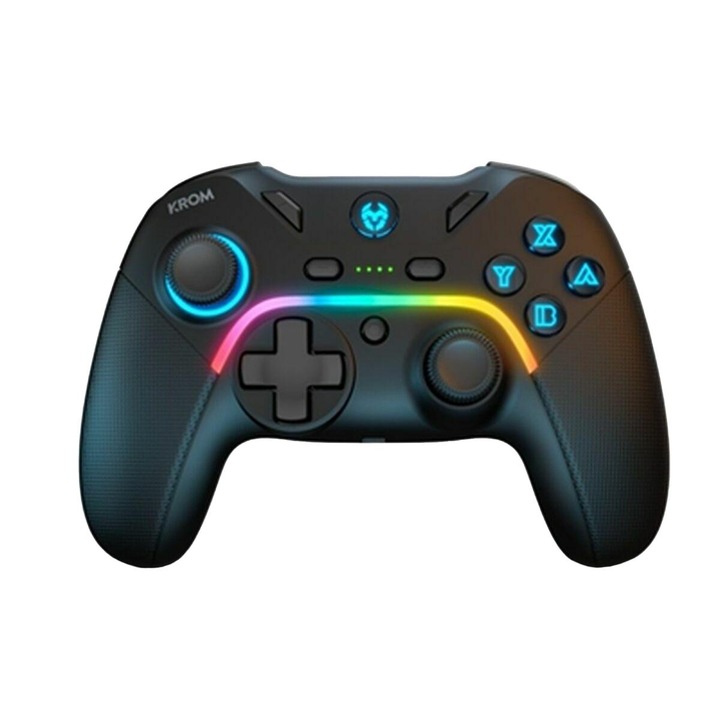 Gamepad, Krom, NXKROMKAYROS, Wireless, Ergonomic, Compatibil cu Nintendo Switch/PC, Negru