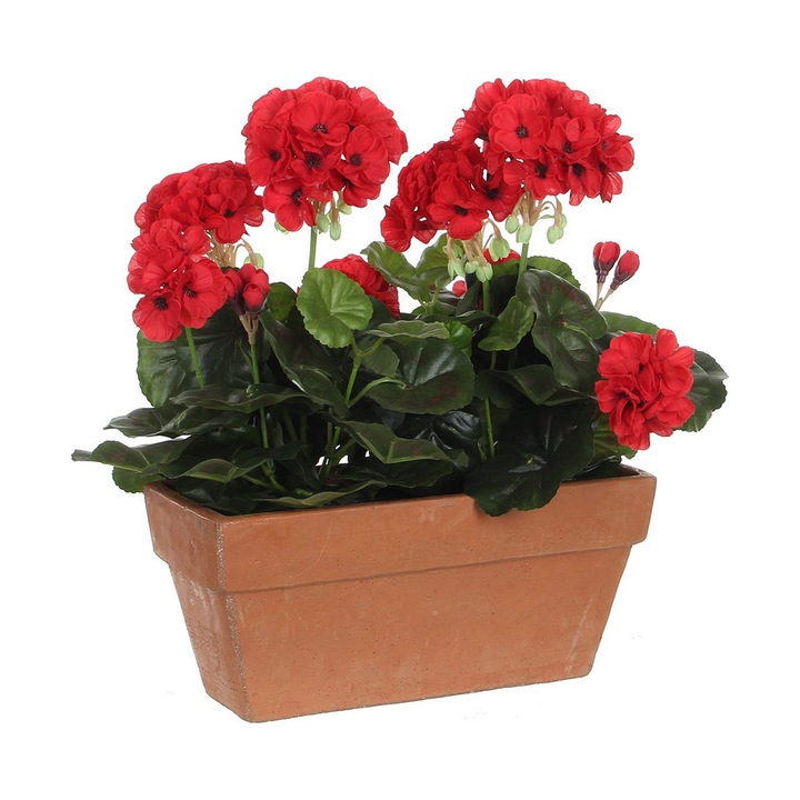 Planta decorativa Mica Decorations, ceramica/PVC, rosu, 29x13x40cm