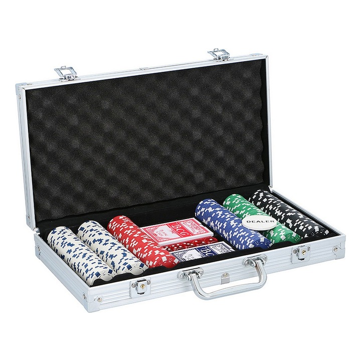 Set Poker, Aluminiu, 300 Piese, 38.5x21x6cm